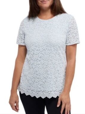 Women’s Light Blue Lace Short Sleeve Tee